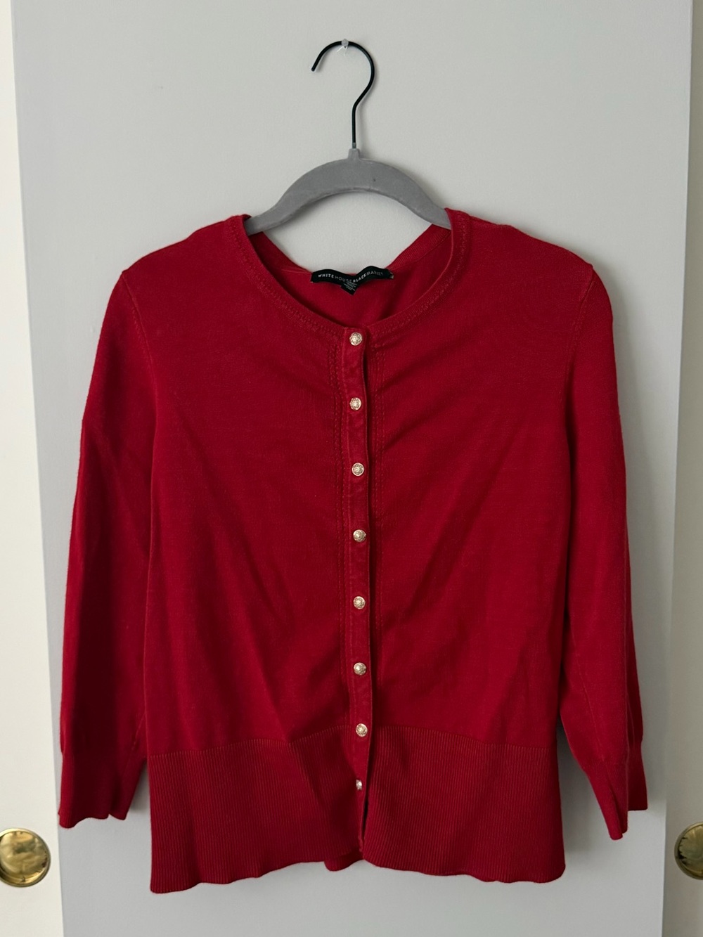 WHBM - Red Crewneck Button-Front Sweater